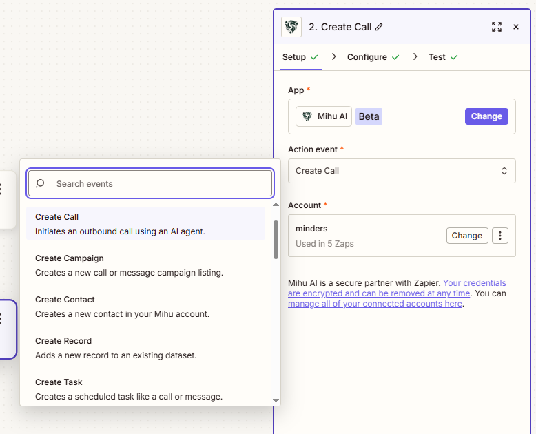 Zapier action list